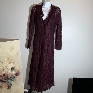 Vintage Dawn Joy Fashions Plum Gothic Lace Corset Dress Sz 7/8